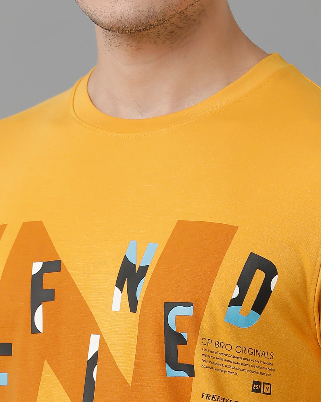Classic Polo Men's Cotton Half Sleeve Printed Slim Fit Round Neck Orange Color T-Shirt | Baleno - 531