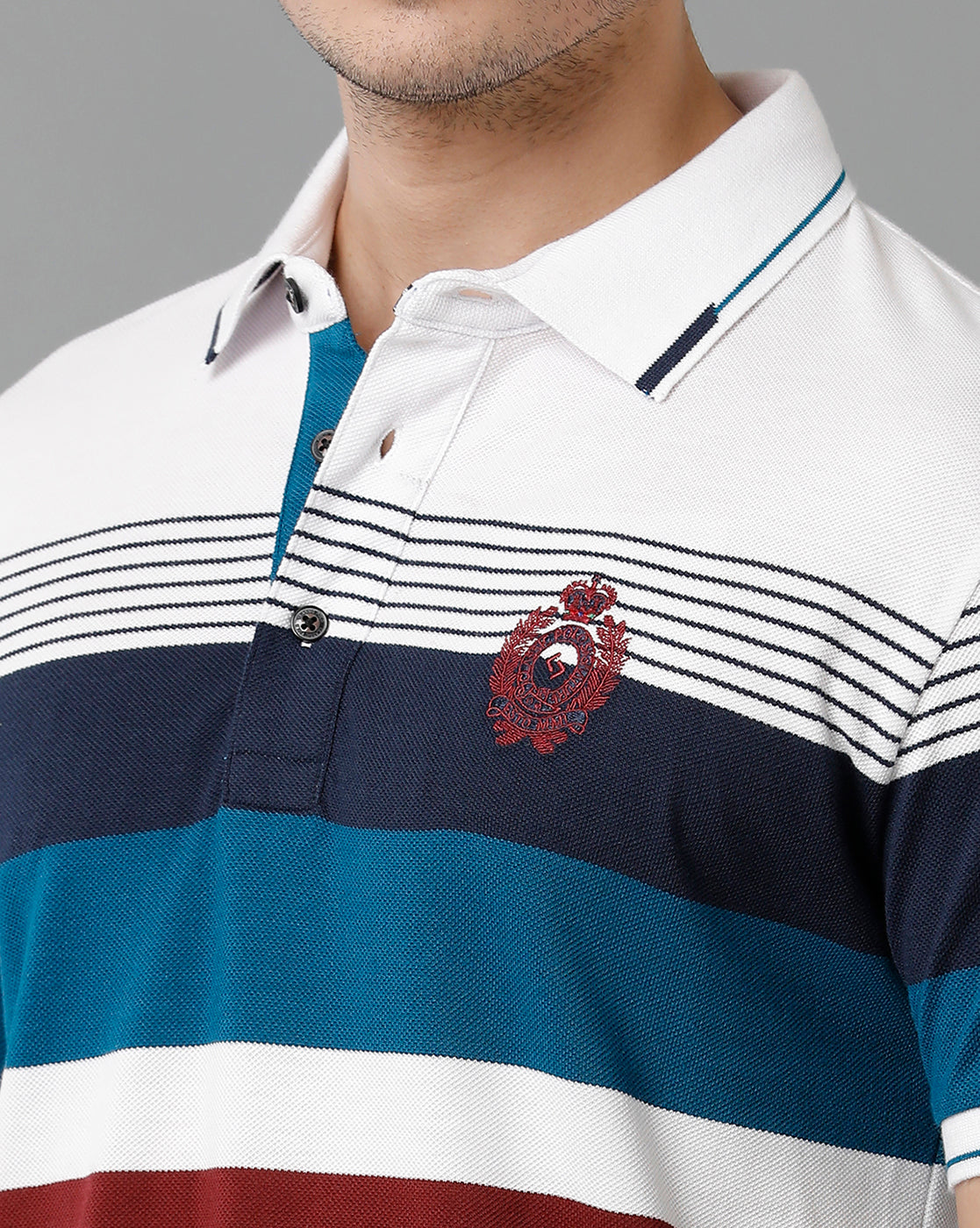 Classic Polo Men's Cotton Blend Half Sleeve Striped Slim Fit Polo Neck Multicolor T-Shirt | Vta - 234 A