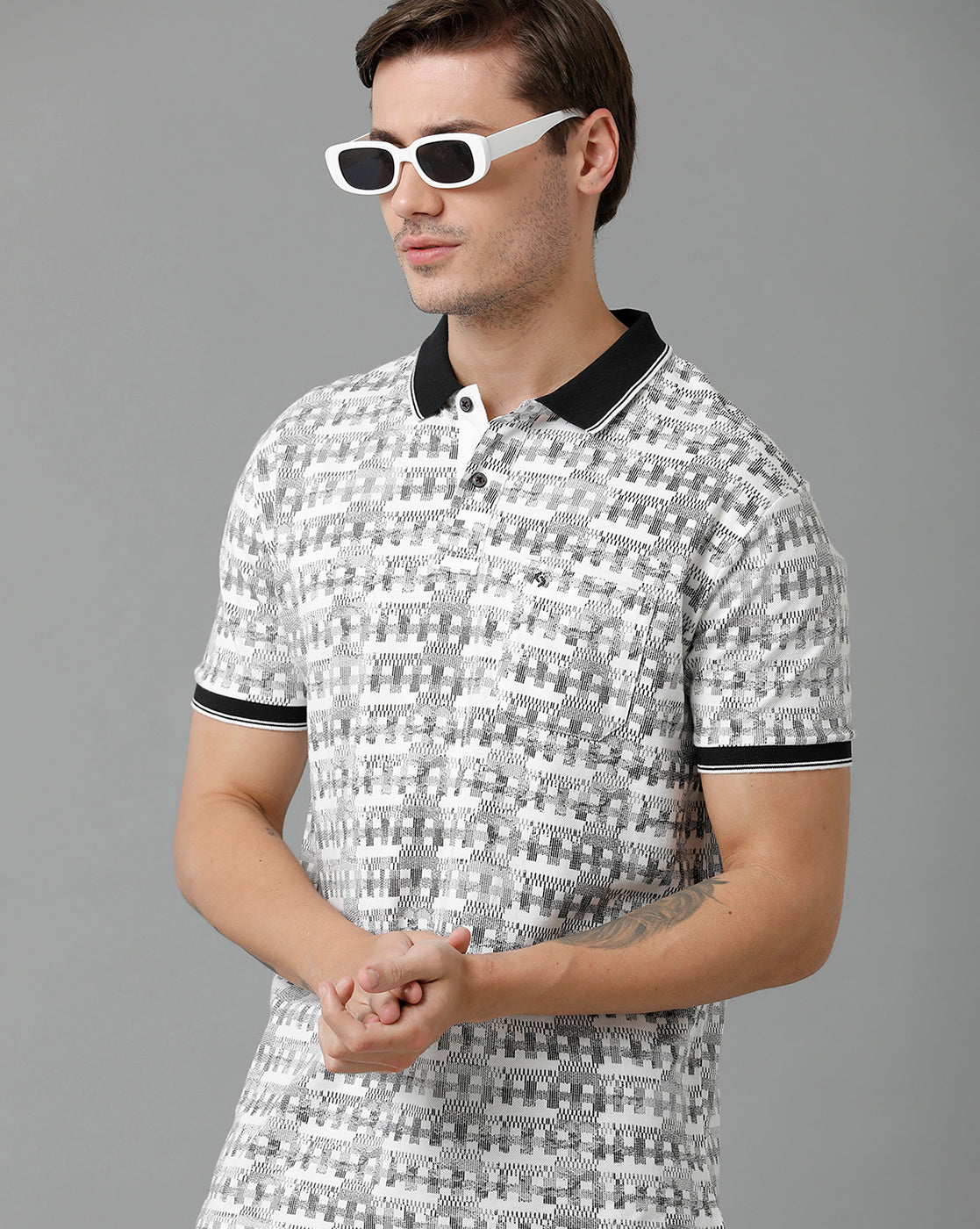Classic Polo Men's Cotton Half Sleeve Printed Slim Fit Polo Neck Black Color T-Shirt | Beau - 199 B