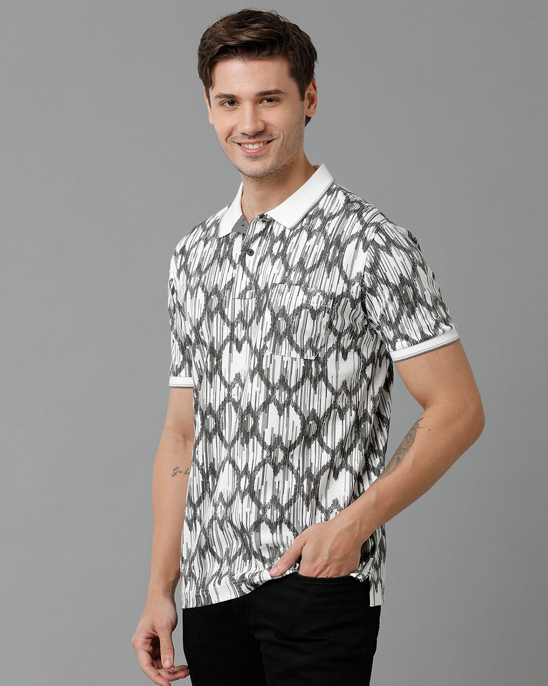 Classic Polo Men's Cotton Half Sleeve Printed Slim Fit Polo Neck Multicolor T-Shirt | Beau - 192 A