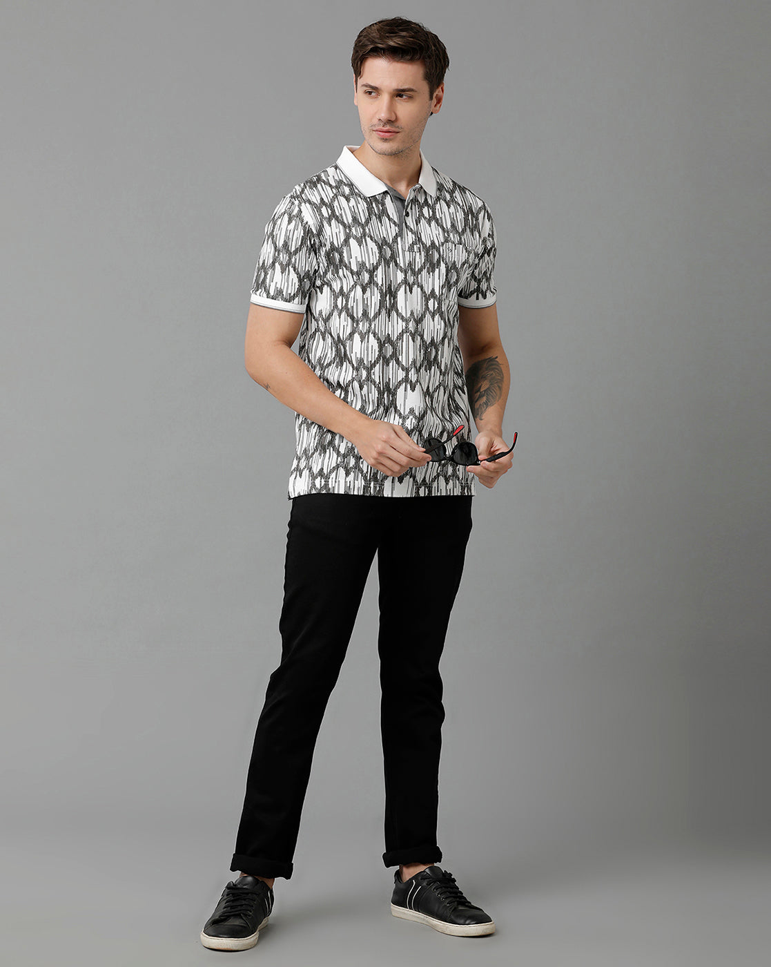 Classic Polo Men's Cotton Half Sleeve Printed Slim Fit Polo Neck Multicolor T-Shirt | Beau - 192 A