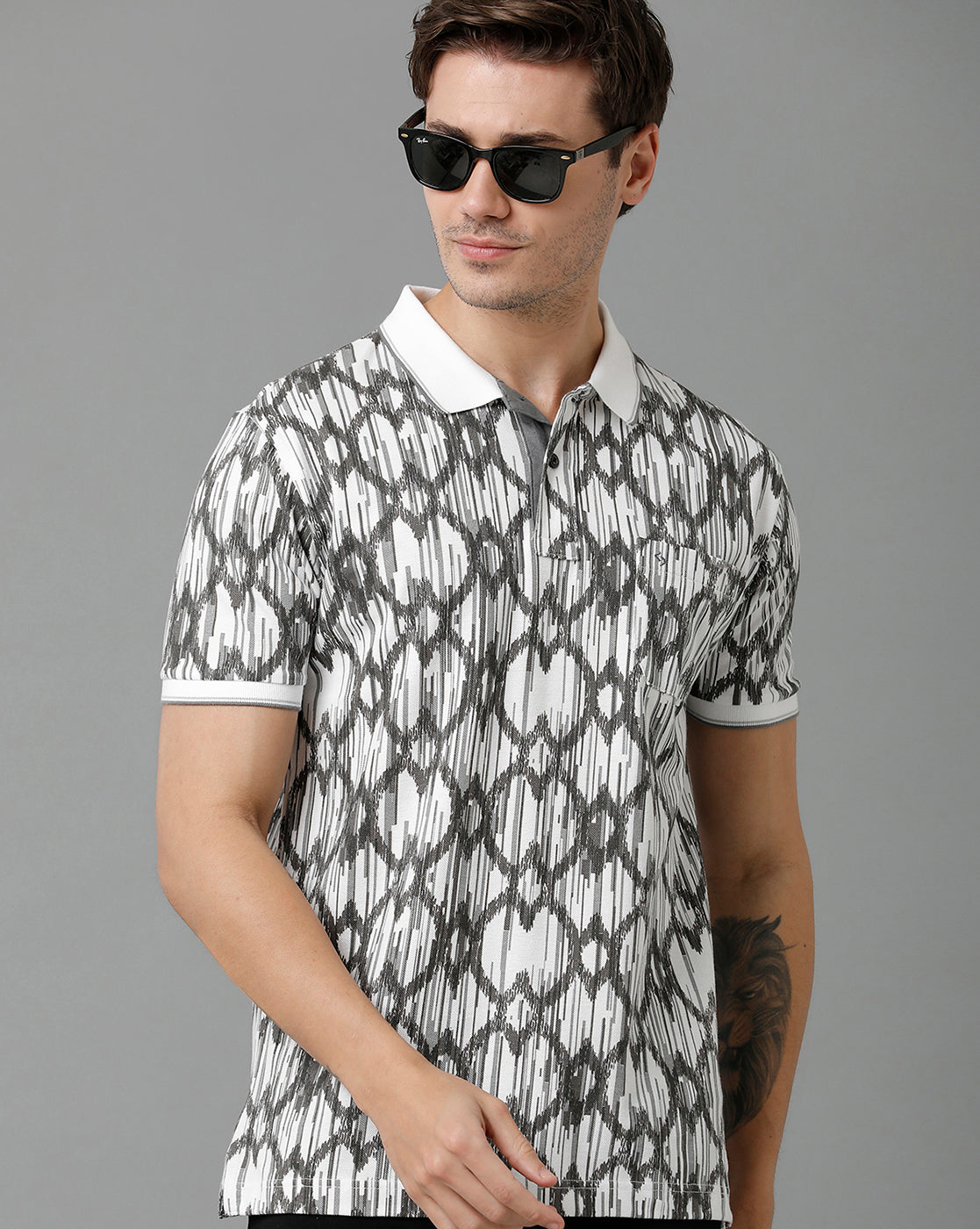 Classic Polo Men's Cotton Half Sleeve Printed Slim Fit Polo Neck Multicolor T-Shirt | Beau - 192 A