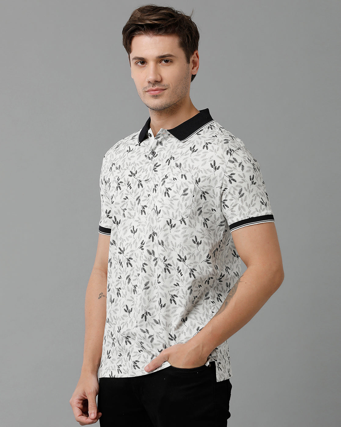 Classic Polo Men's Cotton Half Sleeve Printed Slim Fit Polo Neck Multicolor T-Shirt | Bello - 199 A
