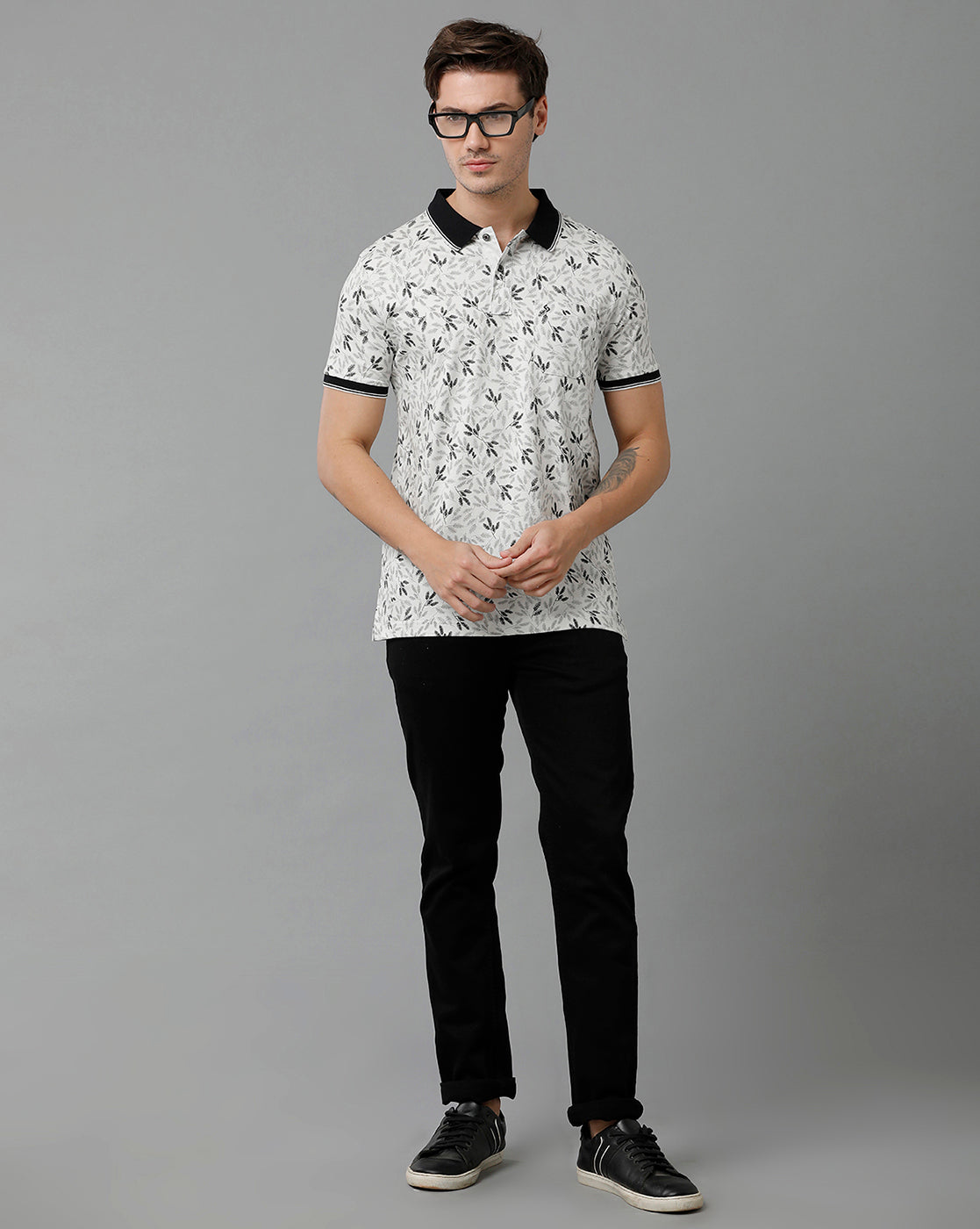 Classic Polo Men's Cotton Half Sleeve Printed Slim Fit Polo Neck Multicolor T-Shirt | Bello - 199 A