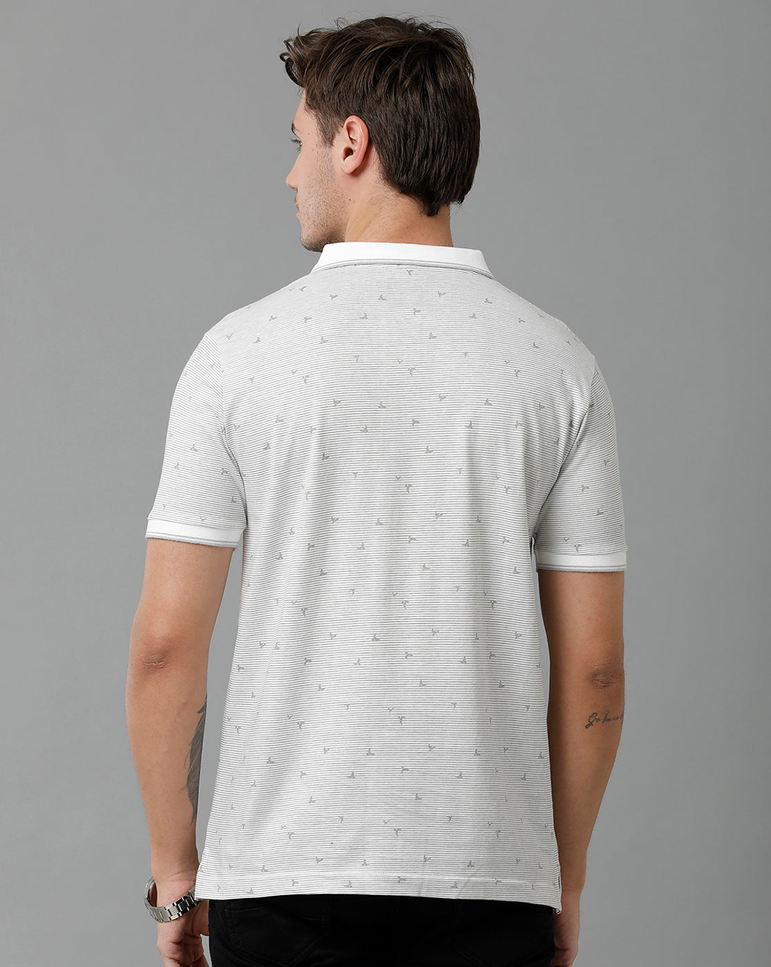 Classic Polo Men's Cotton Half Sleeve Printed Slim Fit Polo Neck White Color T-Shirt | Bello - 193 A
