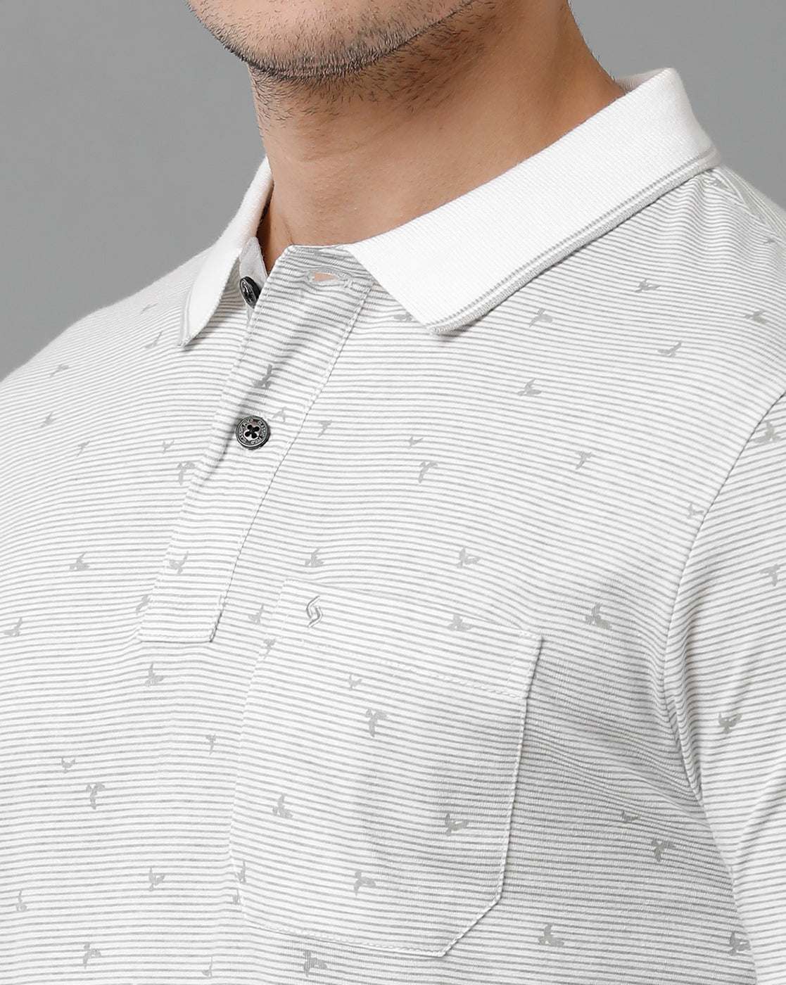 Classic Polo Men's Cotton Half Sleeve Printed Slim Fit Polo Neck White Color T-Shirt | Bello - 193 A