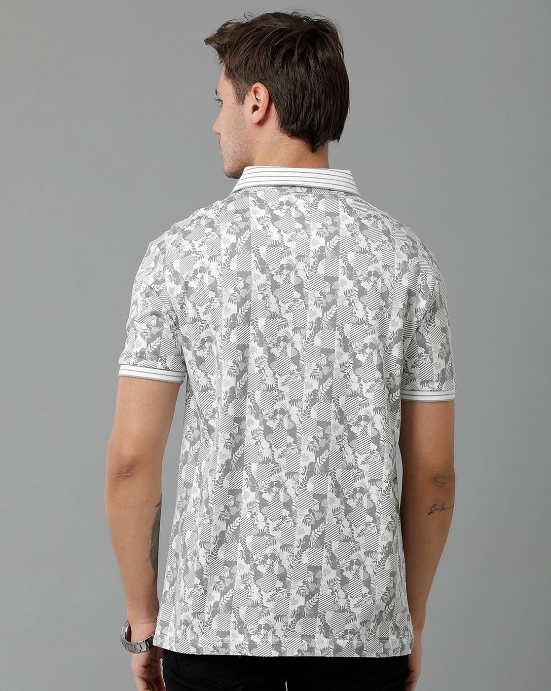 Classic Polo Men's Cotton Half Sleeve Printed Slim Fit Polo Neck White Color T-Shirt | Scant - 14 A
