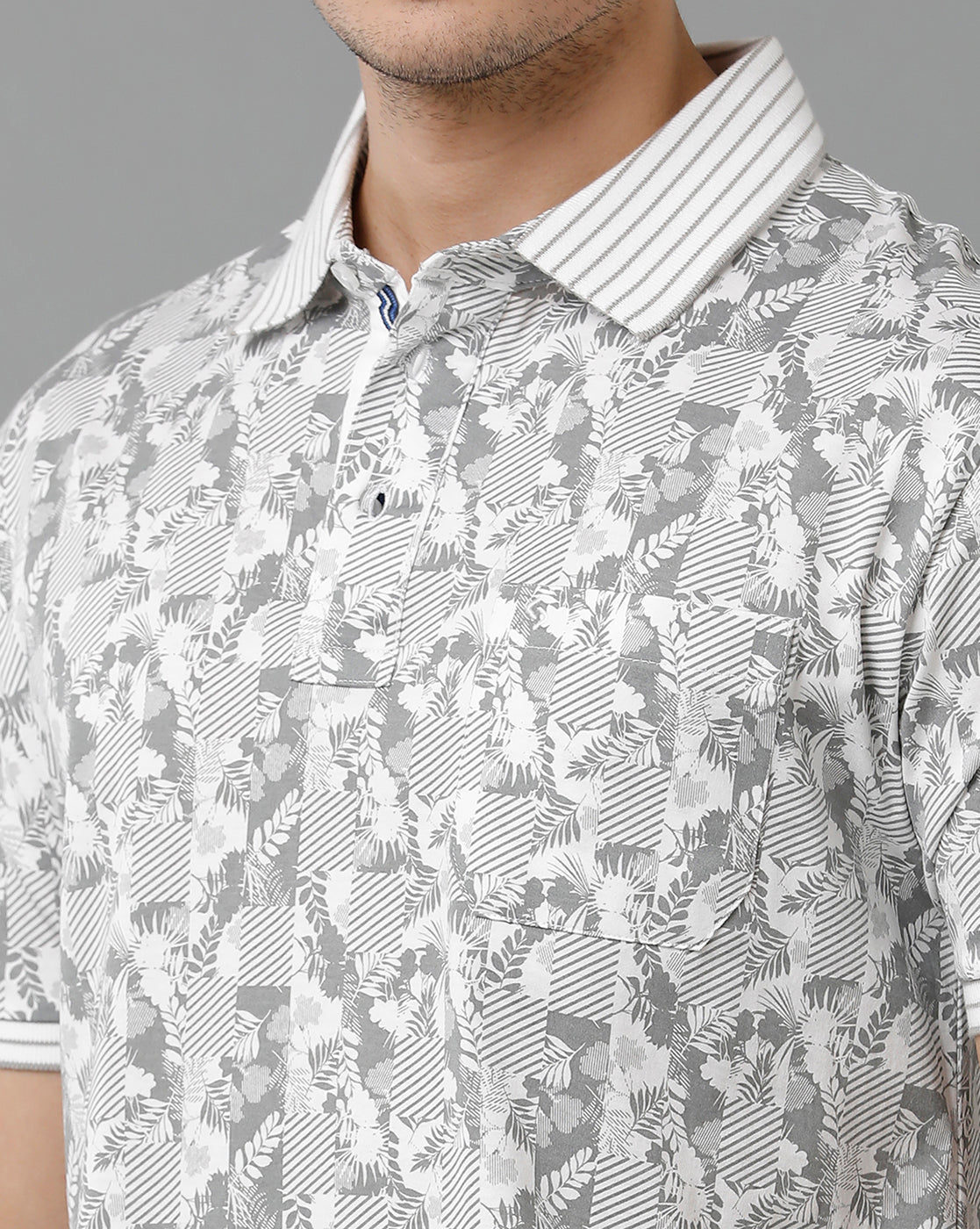 Classic Polo Men's Cotton Half Sleeve Printed Slim Fit Polo Neck White Color T-Shirt | Scant - 14 A