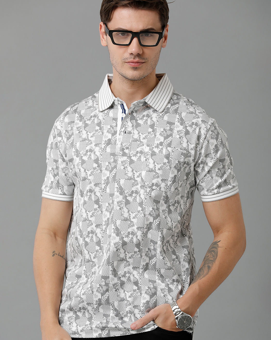 Classic Polo Men's Cotton Half Sleeve Printed Slim Fit Polo Neck White Color T-Shirt | Scant - 14 A