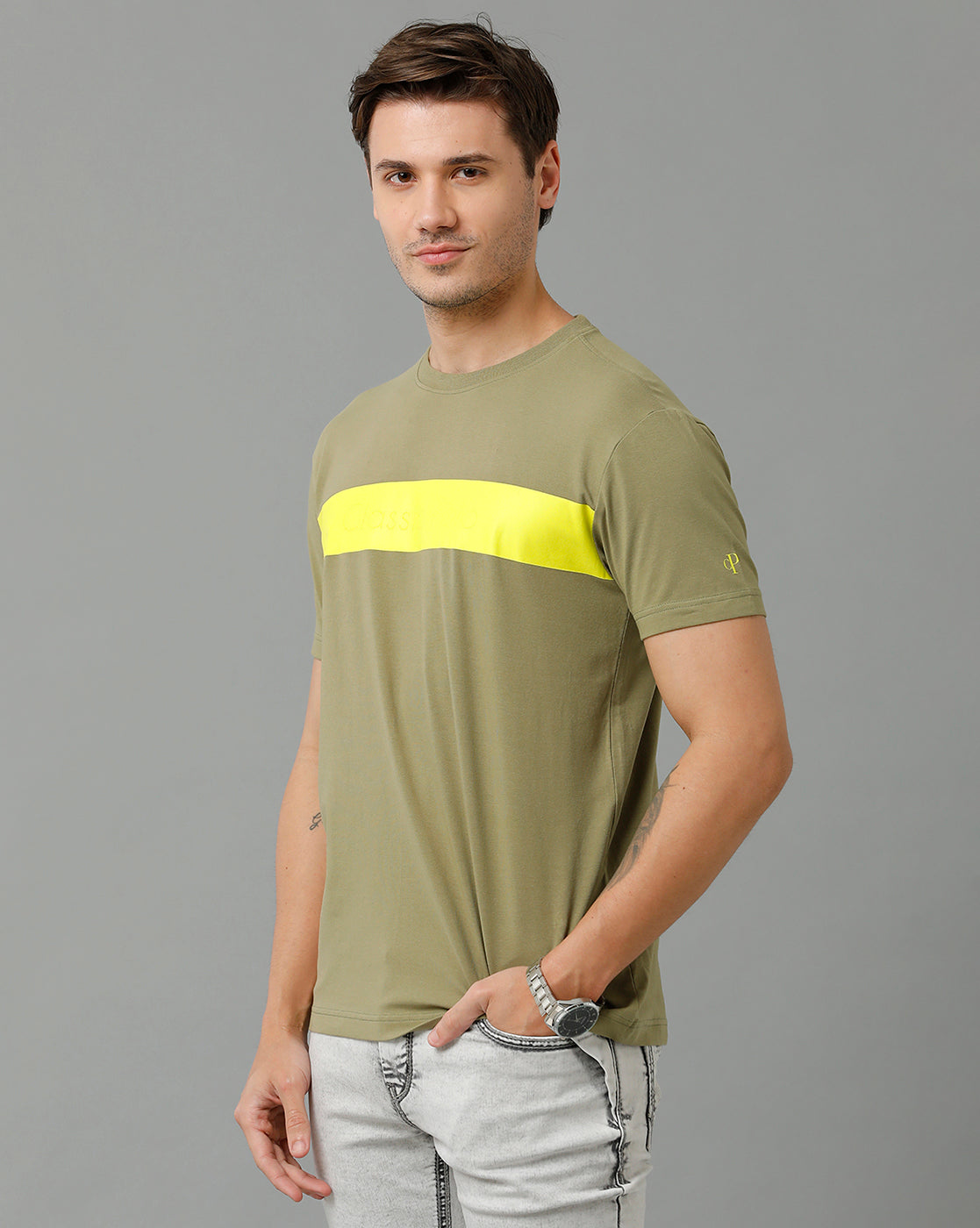 Classic Polo Men's Cotton Half Sleeve Printed Slim Fit Round Neck Yellow Color T-Shirt | Baleno - 508 A