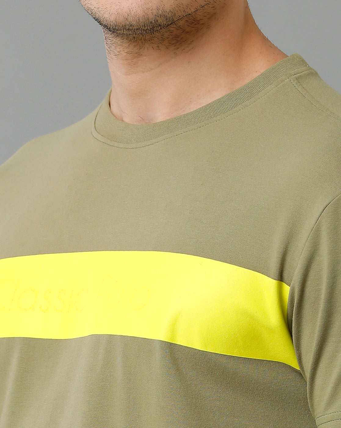 Classic Polo Men's Cotton Half Sleeve Printed Slim Fit Round Neck Yellow Color T-Shirt | Baleno - 508 A