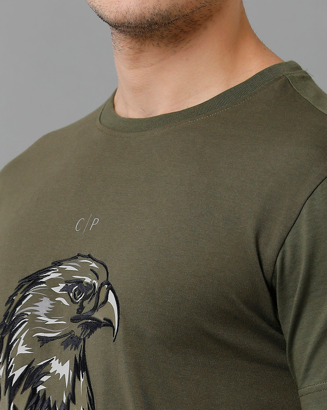 Classic Polo Men's Cotton Half Sleeve Printed Slim Fit Round Neck Dark Green Color T-Shirt | Baleno - 513 B