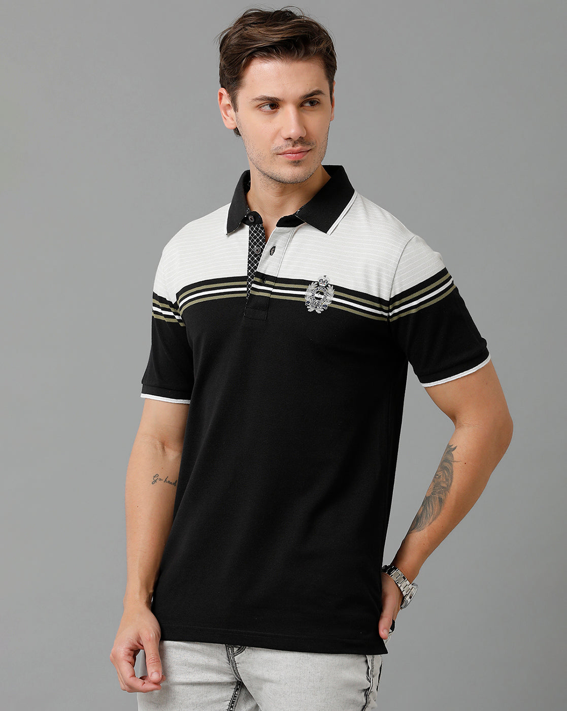 Classic Polo Men's Cotton Blend Half Sleeve Striped Slim Fit Polo Neck Multicolor T-Shirt | Vta - 235 B
