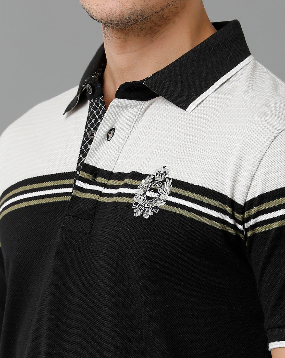 Classic Polo Men's Cotton Blend Half Sleeve Striped Slim Fit Polo Neck Multicolor T-Shirt | Vta - 235 B
