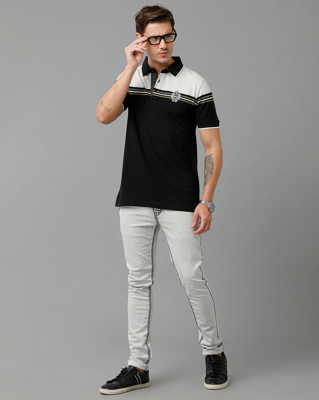 Classic Polo Men's Cotton Blend Half Sleeve Striped Slim Fit Polo Neck Multicolor T-Shirt | Vta - 235 B