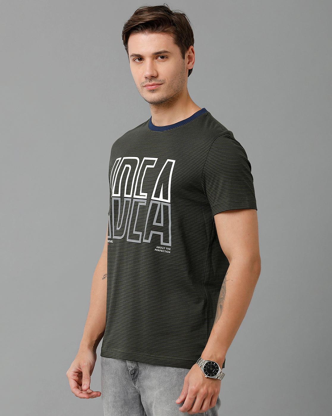 CP BRO Men's Cotton Half Sleeve Printed Slim Fit Round Neck Black Color T-Shirt | Brcn - 519 A