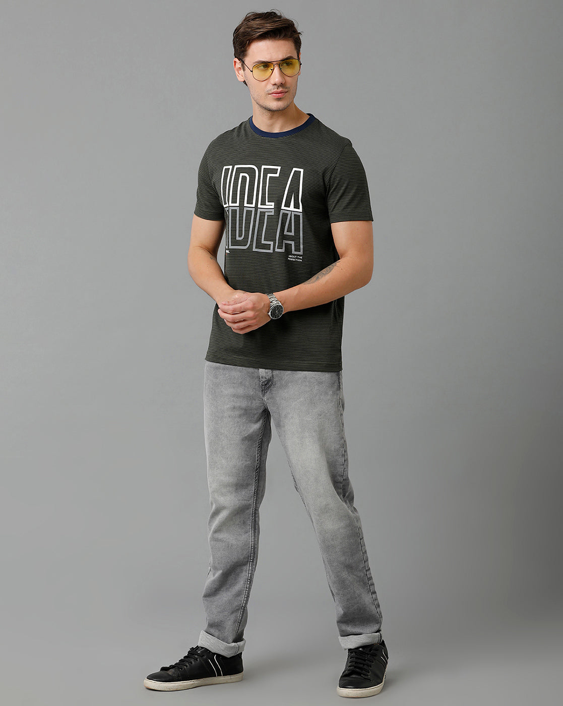 CP BRO Men's Cotton Half Sleeve Printed Slim Fit Round Neck Black Color T-Shirt | Brcn - 519 A