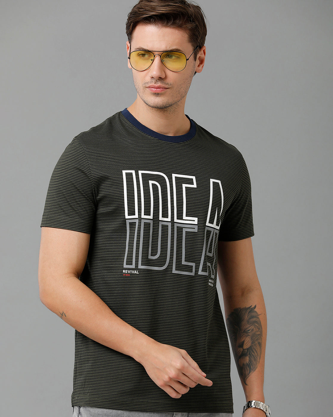 CP BRO Men's Cotton Half Sleeve Printed Slim Fit Round Neck Black Color T-Shirt | Brcn - 519 A