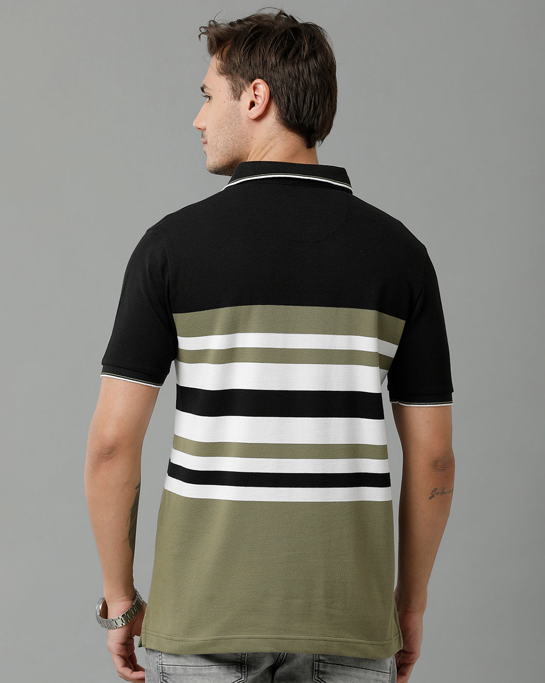 Classic Polo Men's Cotton Blend Half Sleeve Striped Slim Fit Polo Neck Multicolor T-Shirt | Vta - 229 B