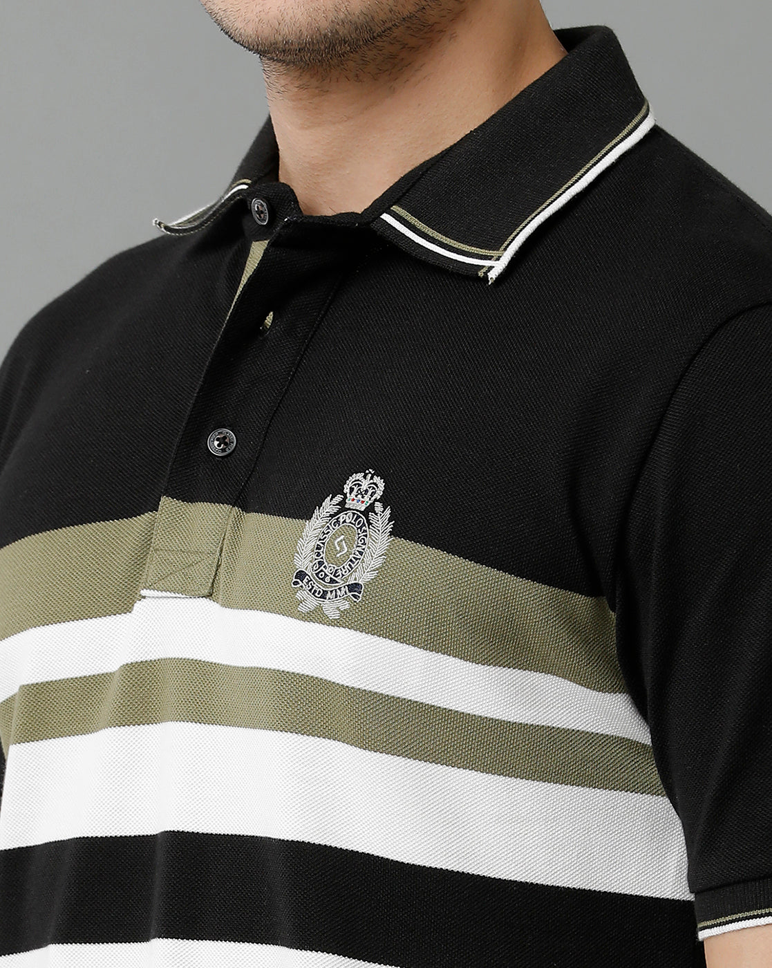Classic Polo Men's Cotton Blend Half Sleeve Striped Slim Fit Polo Neck Multicolor T-Shirt | Vta - 229 B