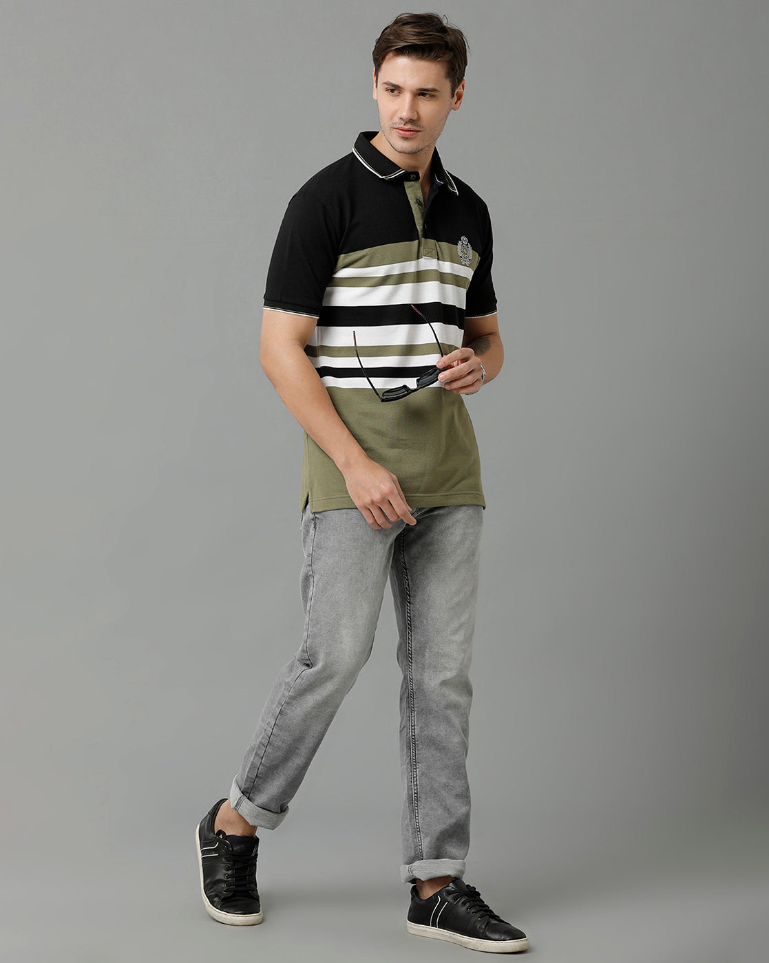 Classic Polo Men's Cotton Blend Half Sleeve Striped Slim Fit Polo Neck Multicolor T-Shirt | Vta - 229 B