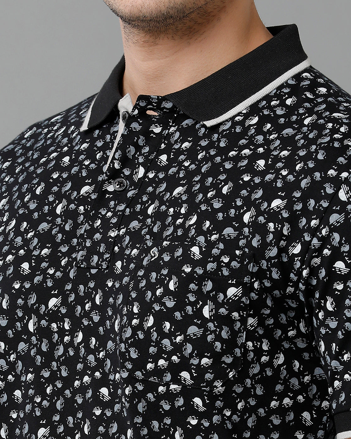 Classic Polo Men's Cotton Half Sleeve Printed Slim Fit Polo Neck Black Color T-Shirt | Bello - 205 B