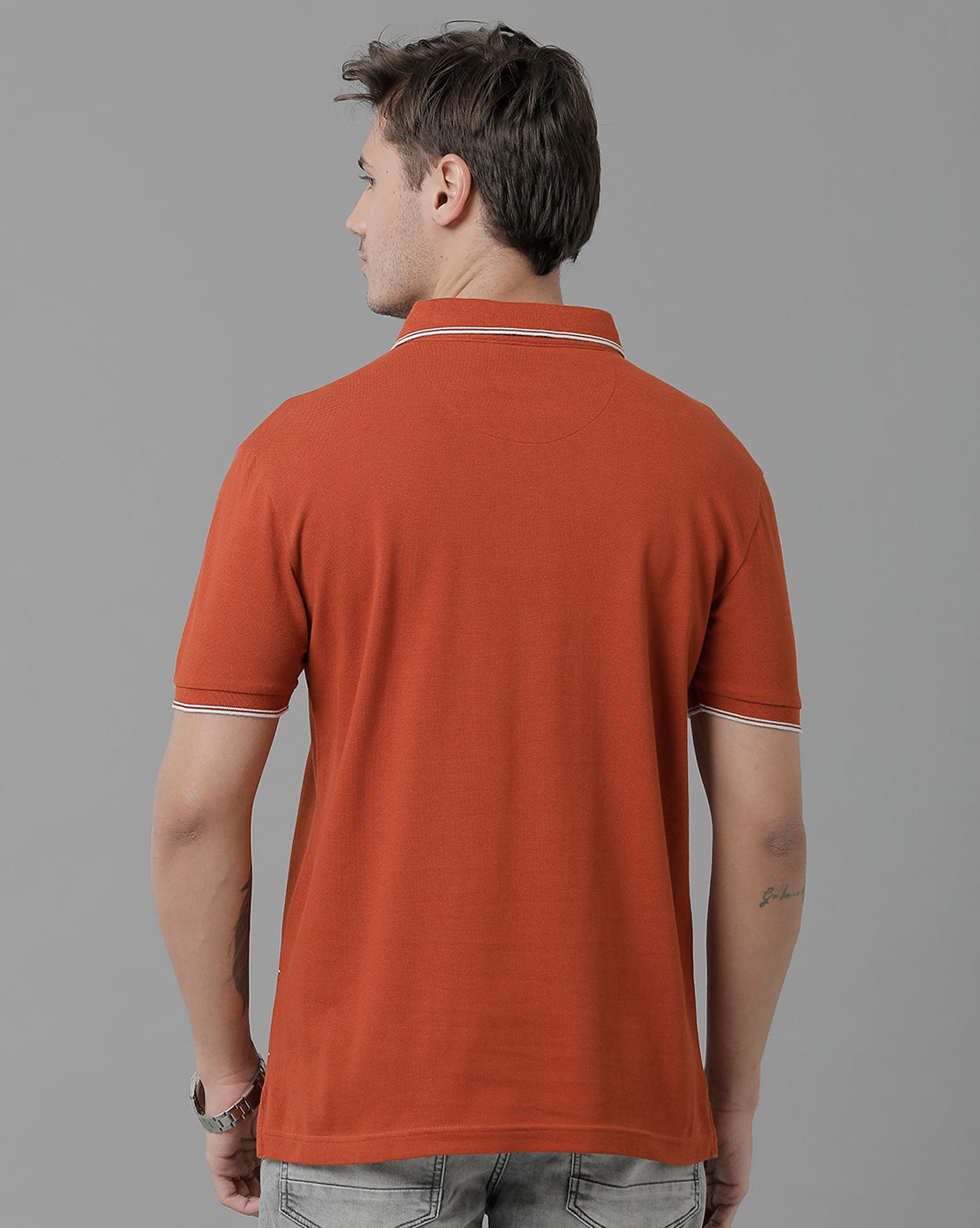 Classic Polo Men's Cotton Half Sleeve Printed Slim Fit Polo Neck Red Color T-Shirt | Vivid Polo - 04 B