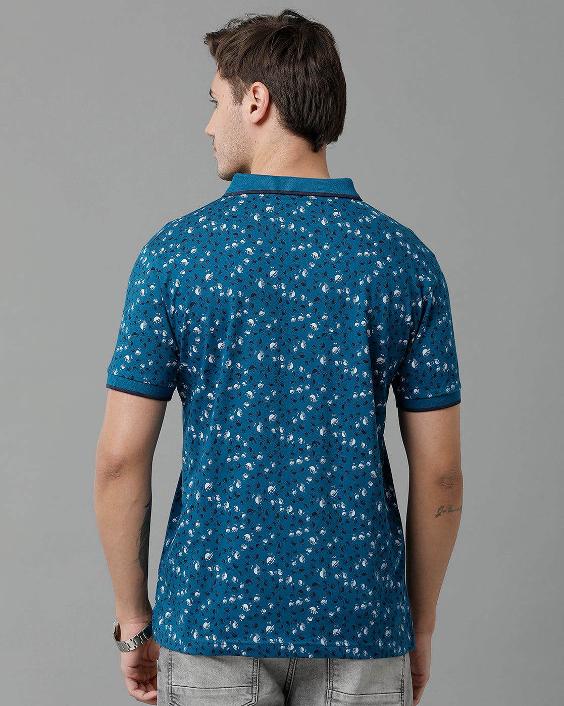 Classic Polo Men's Cotton Half Sleeve Printed Slim Fit Polo Neck Multicolor T-Shirt | Bello - 205 A