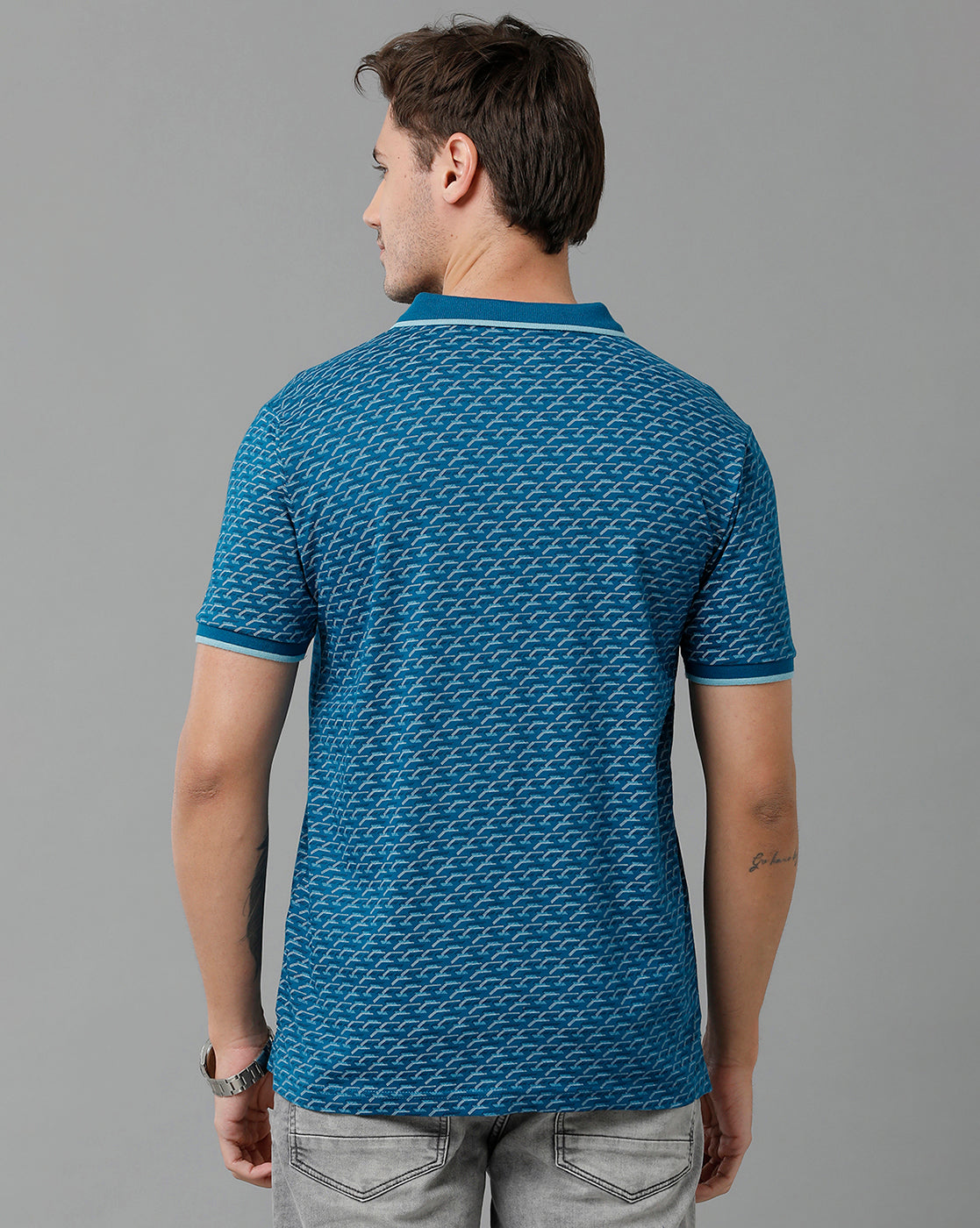 Classic Polo Men's Cotton Half Sleeve Printed Slim Fit Polo Neck Blue Color T-Shirt | Bello - 201 B