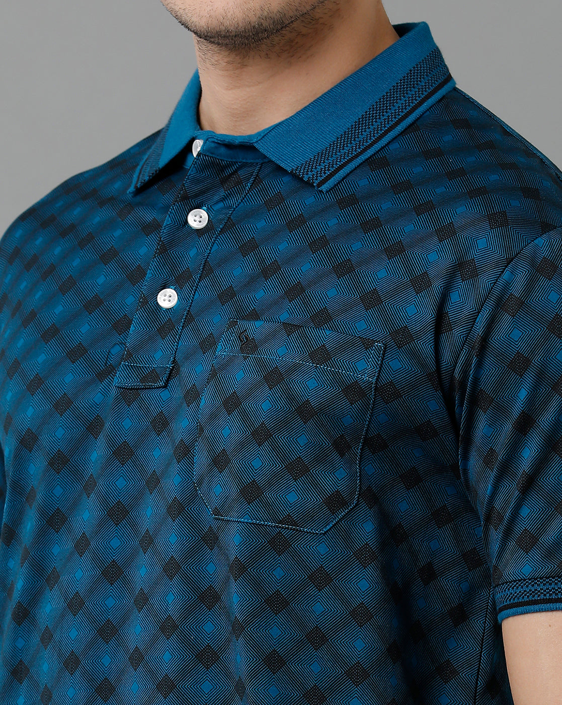 Classic Polo Men's Cotton Half Sleeve Printed Slim Fit Polo Neck Navy Color T-Shirt | Scant - 18 B