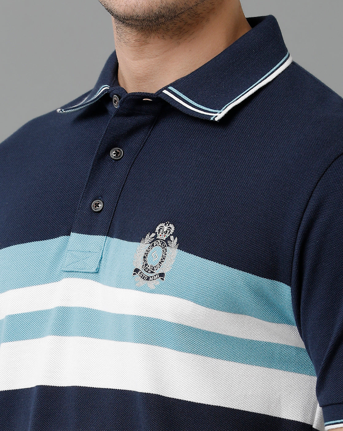 Classic Polo Men's Cotton Blend Half Sleeve Striped Slim Fit Polo Neck Multicolor T-Shirt | Vta - 229 A