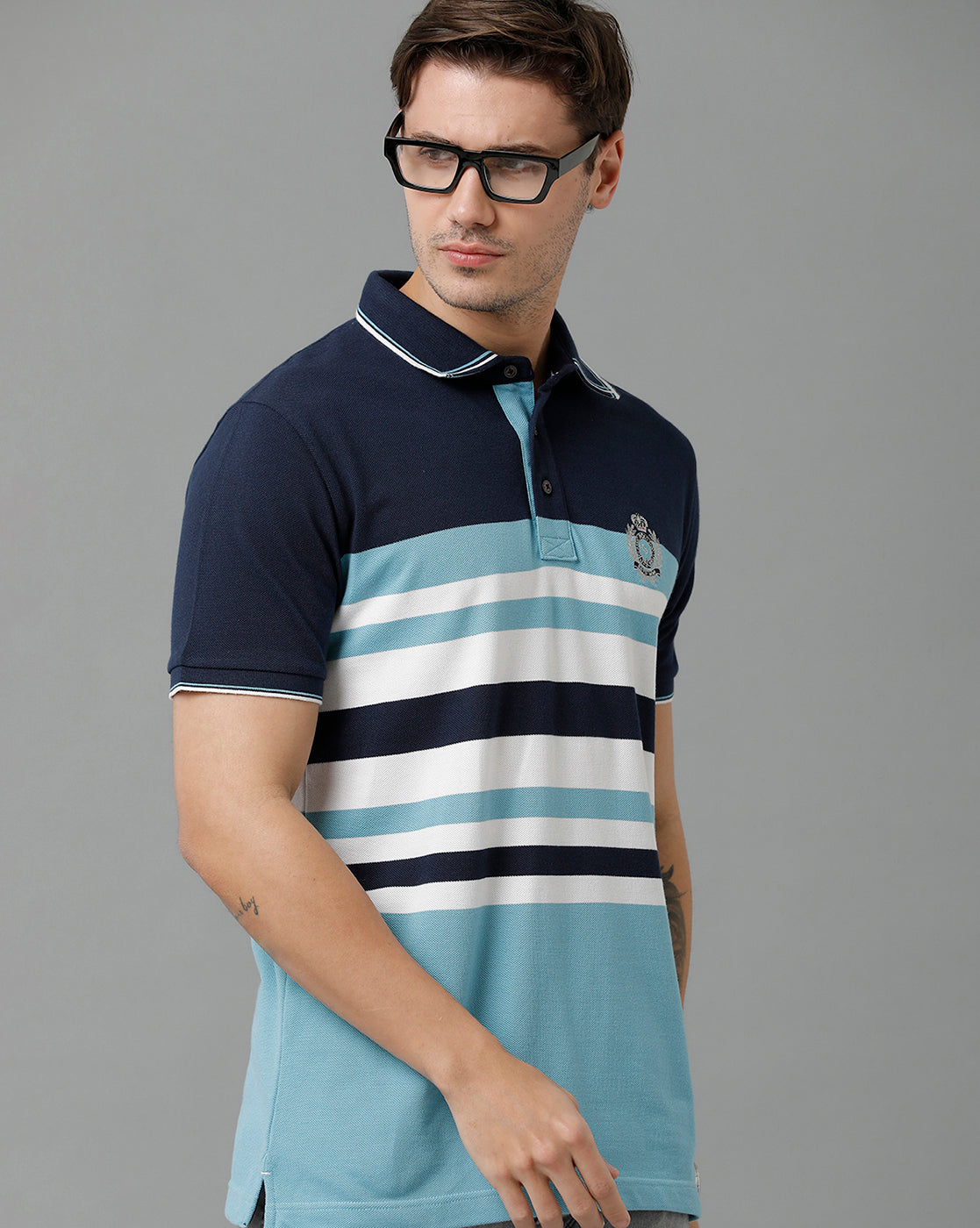Classic Polo Men's Cotton Blend Half Sleeve Striped Slim Fit Polo Neck Multicolor T-Shirt | Vta - 229 A