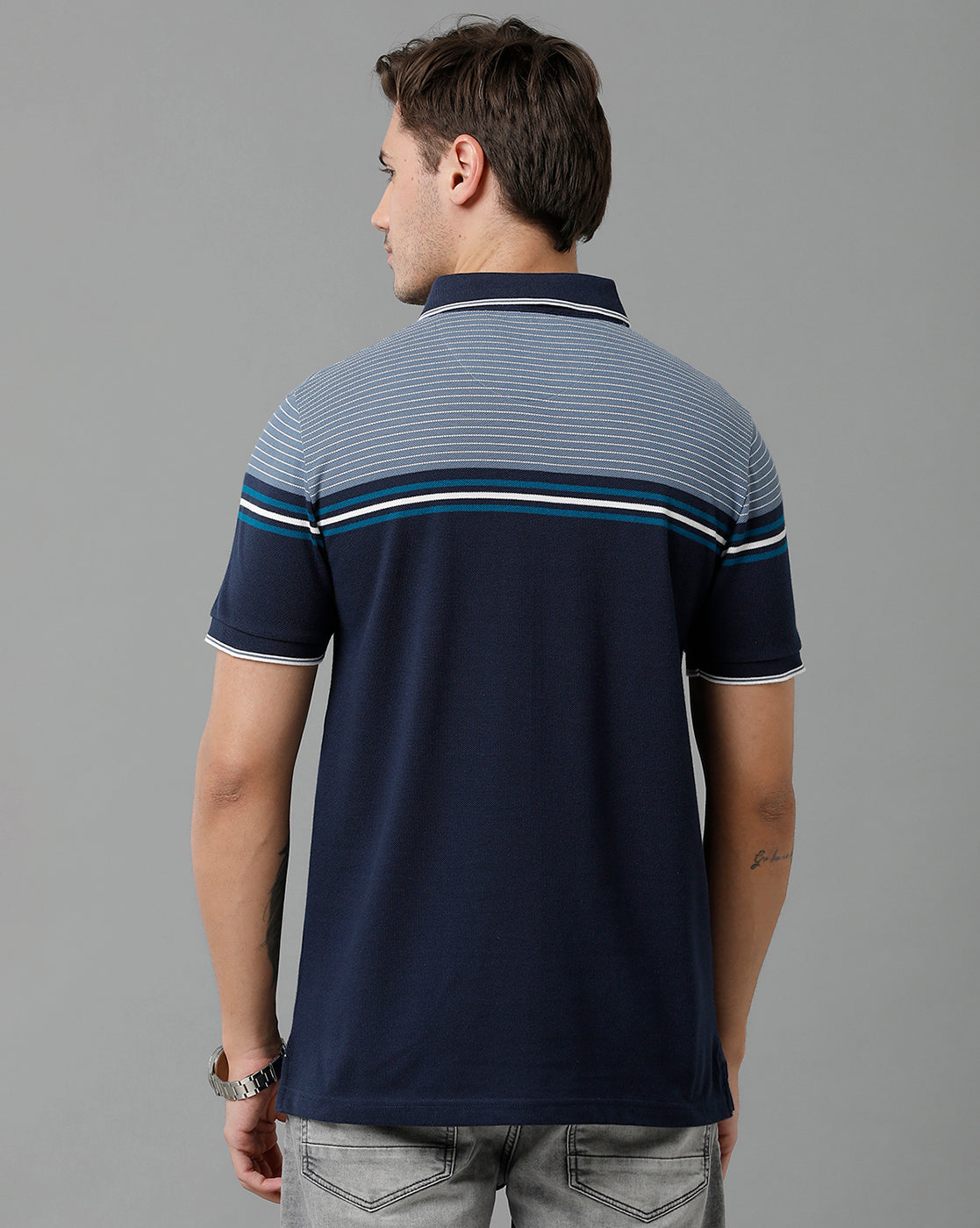 Classic Polo Men's Cotton Blend Half Sleeve Striped Slim Fit Polo Neck Multicolor T-Shirt | Vta - 235 A