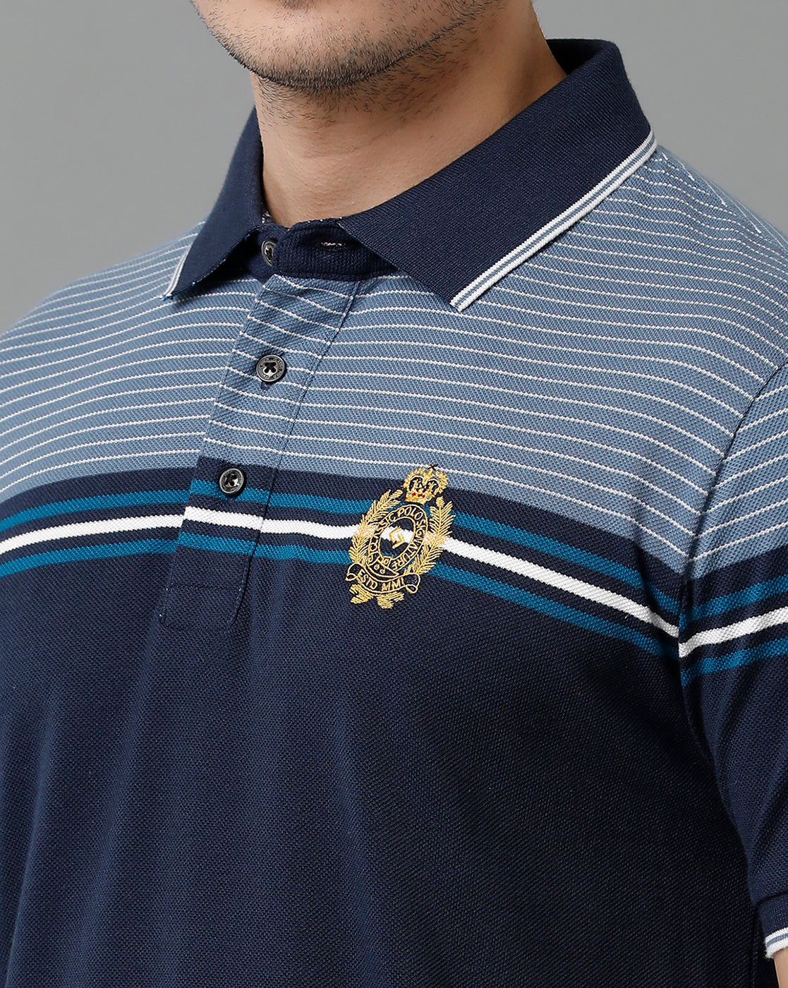 Classic Polo Men's Cotton Blend Half Sleeve Striped Slim Fit Polo Neck Multicolor T-Shirt | Vta - 235 A