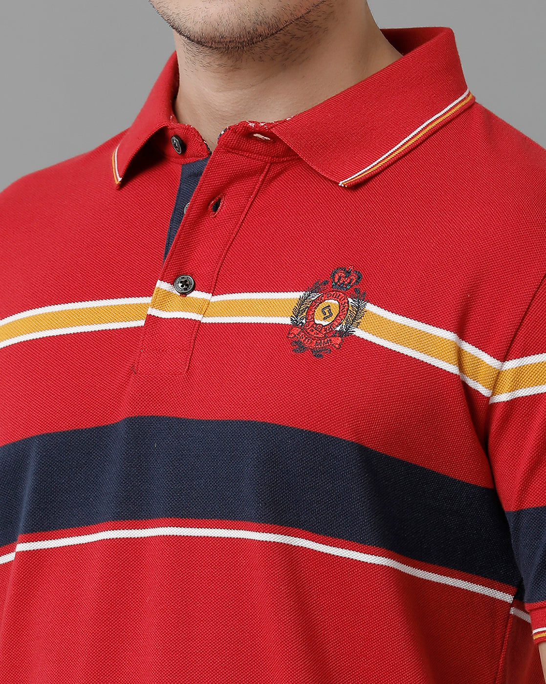 Classic Polo Men's Cotton Blend Half Sleeve Striped Slim Fit Polo Neck Multicolor T-Shirt | Vta - 224 B