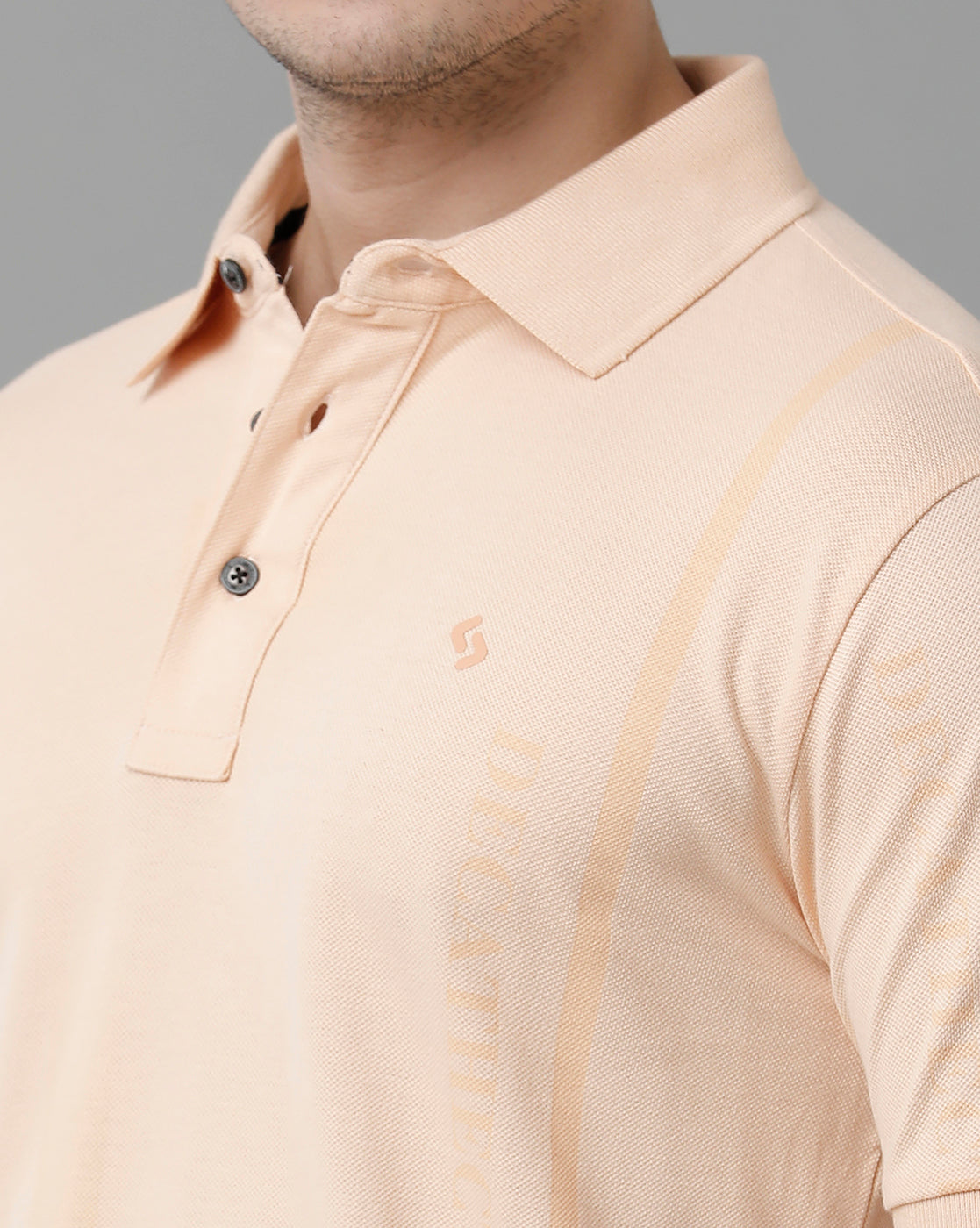 Classic Polo Men's Cotton Half Sleeve Printed Slim Fit Polo Neck Cream Color T-Shirt | Vivid Polo - 09 B