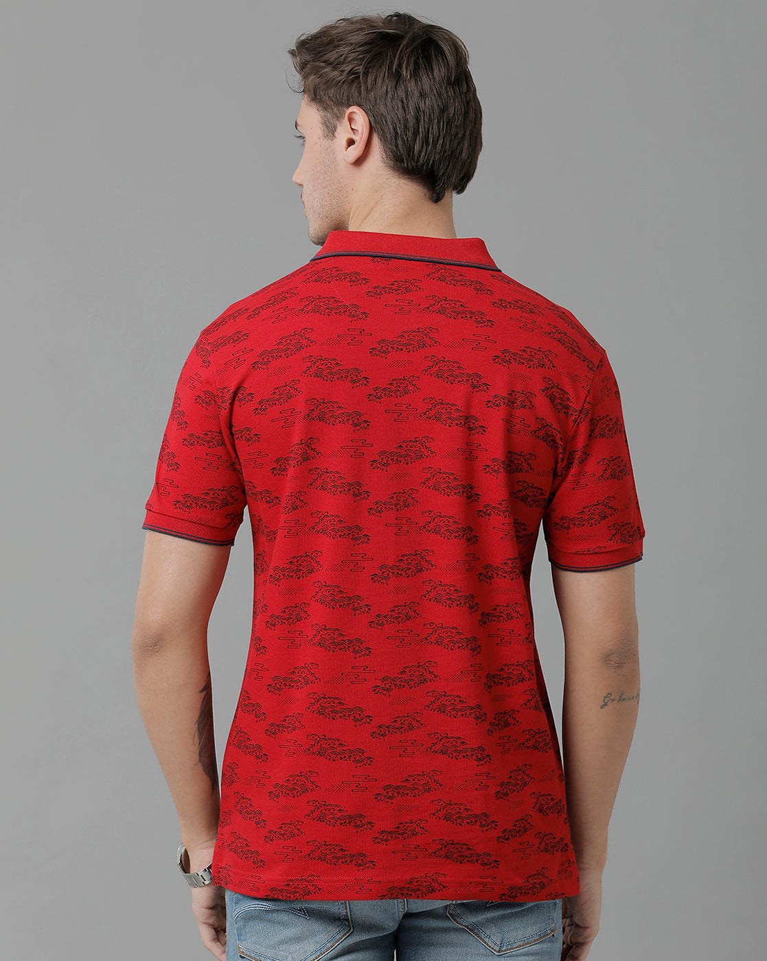 Classic Polo Men's Cotton Half Sleeve Printed Slim Fit Polo Neck Red Color T-Shirt | Beau - 198 B