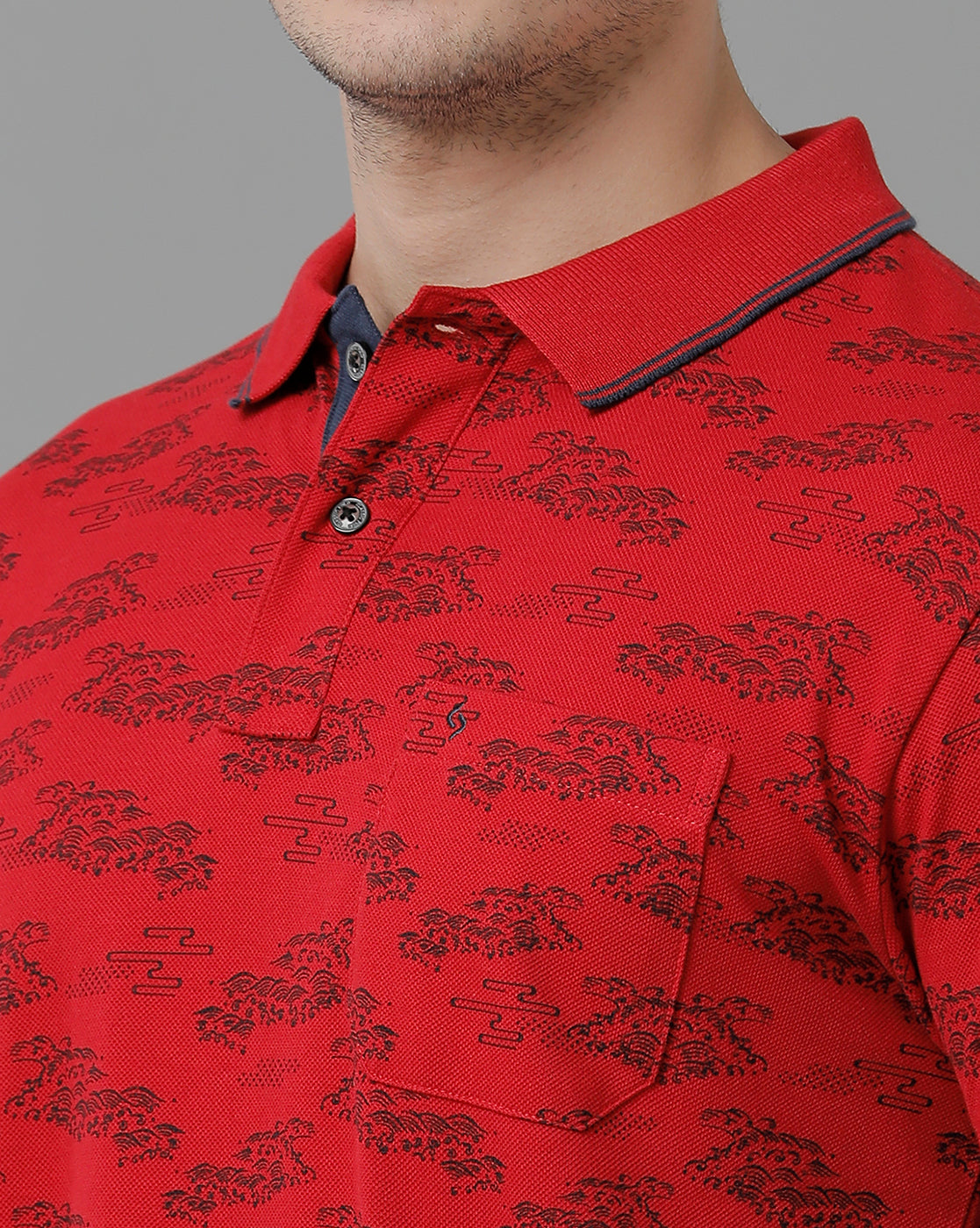 Classic Polo Men's Cotton Half Sleeve Printed Slim Fit Polo Neck Red Color T-Shirt | Beau - 198 B