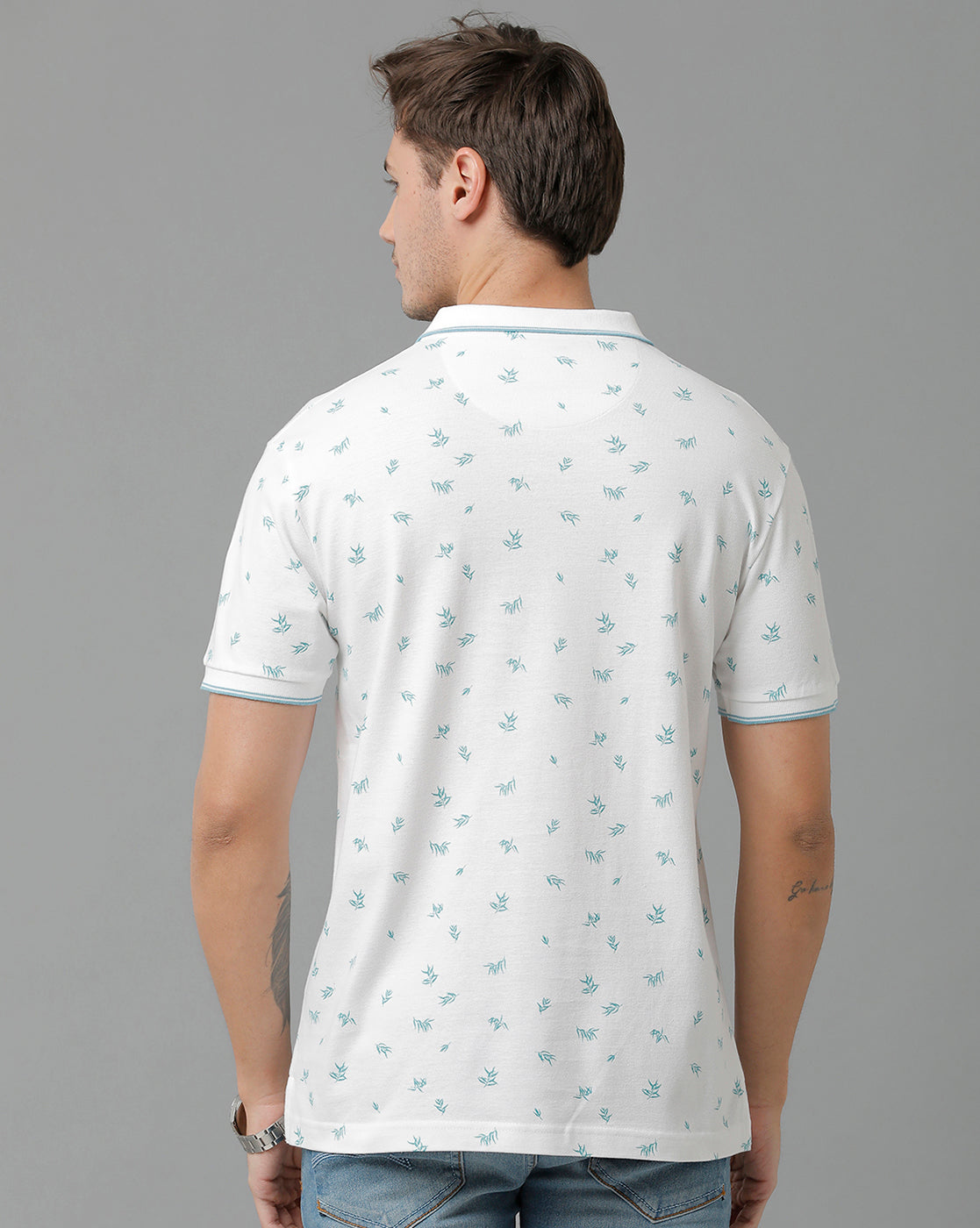 Classic Polo Men's Cotton Half Sleeve Printed Slim Fit Polo Neck White Color T-Shirt | Beau - 191 A