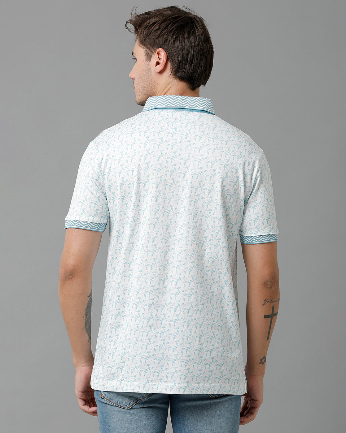 Classic Polo Men's Cotton Half Sleeve Printed Slim Fit Polo Neck White Color T-Shirt | Scant - 11 A