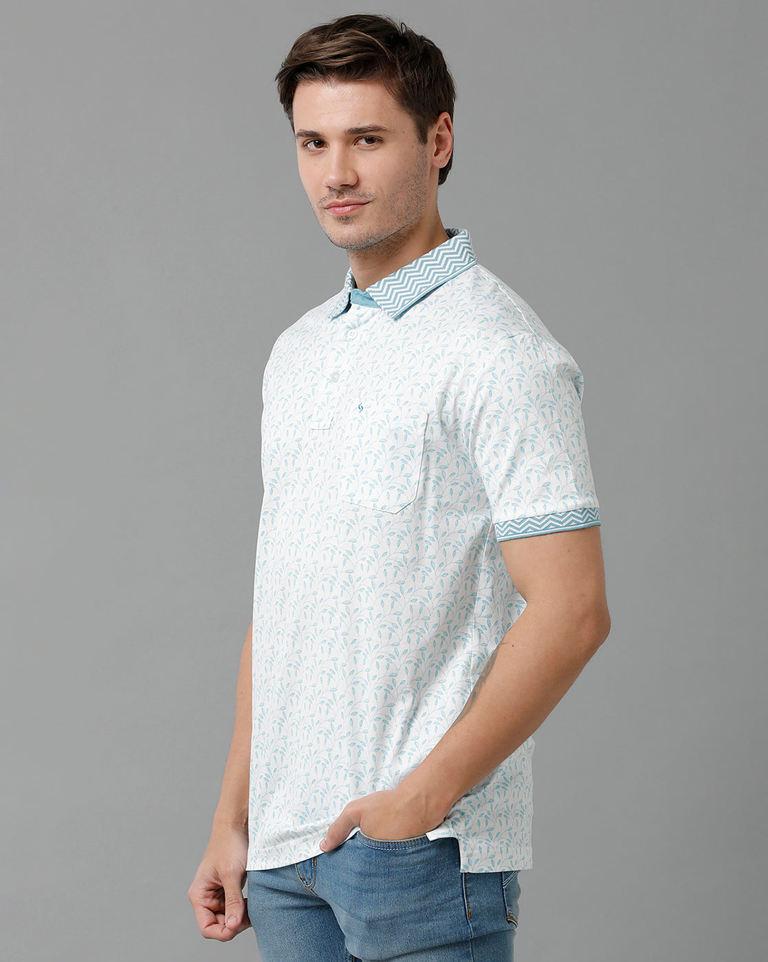 Classic Polo Men's Cotton Half Sleeve Printed Slim Fit Polo Neck White Color T-Shirt | Scant - 11 A