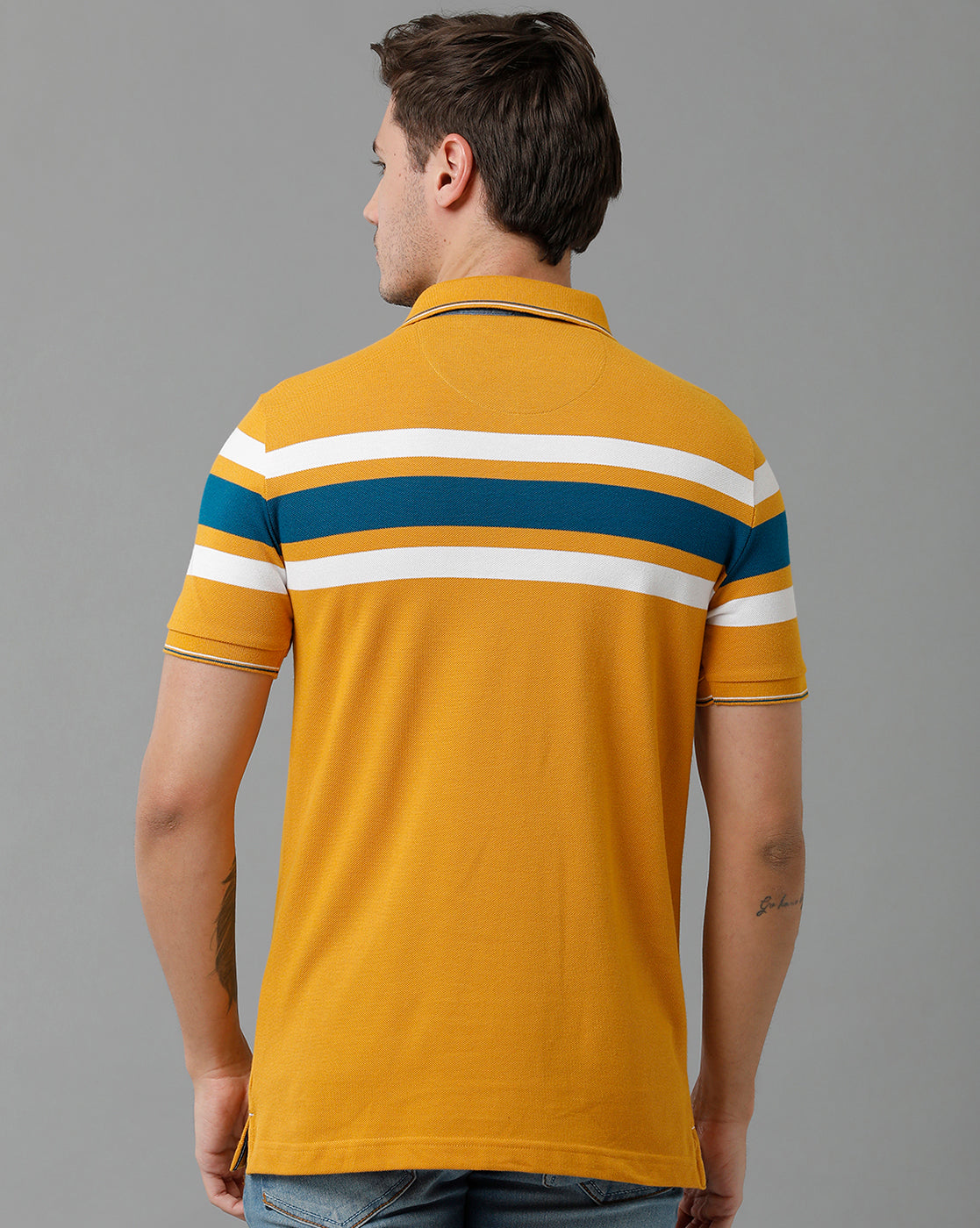 Classic Polo Men's Cotton Blend Half Sleeve Striped Slim Fit Polo Neck Multicolor T-Shirt | Vta - 223 B