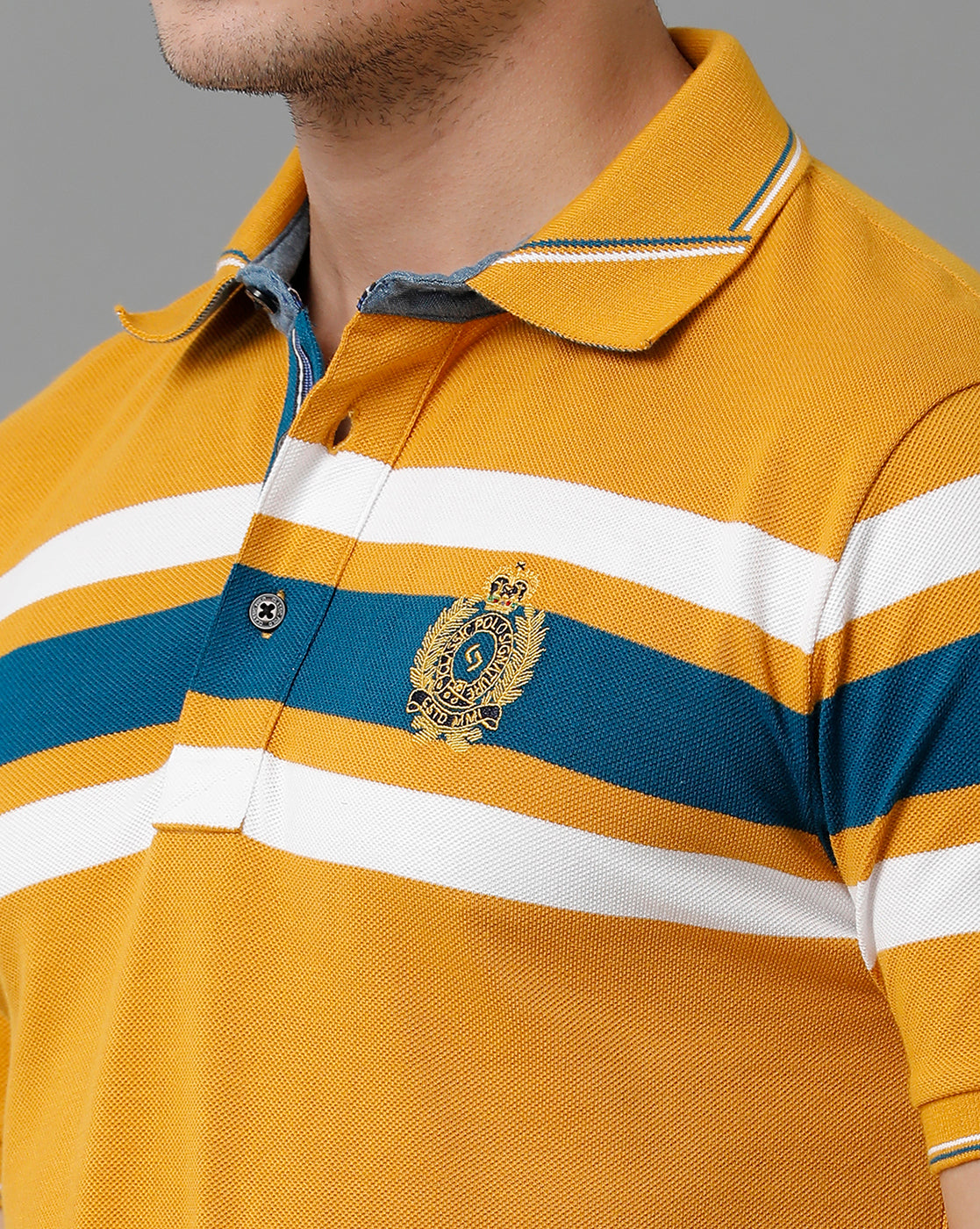 Classic Polo Men's Cotton Blend Half Sleeve Striped Slim Fit Polo Neck Multicolor T-Shirt | Vta - 223 B