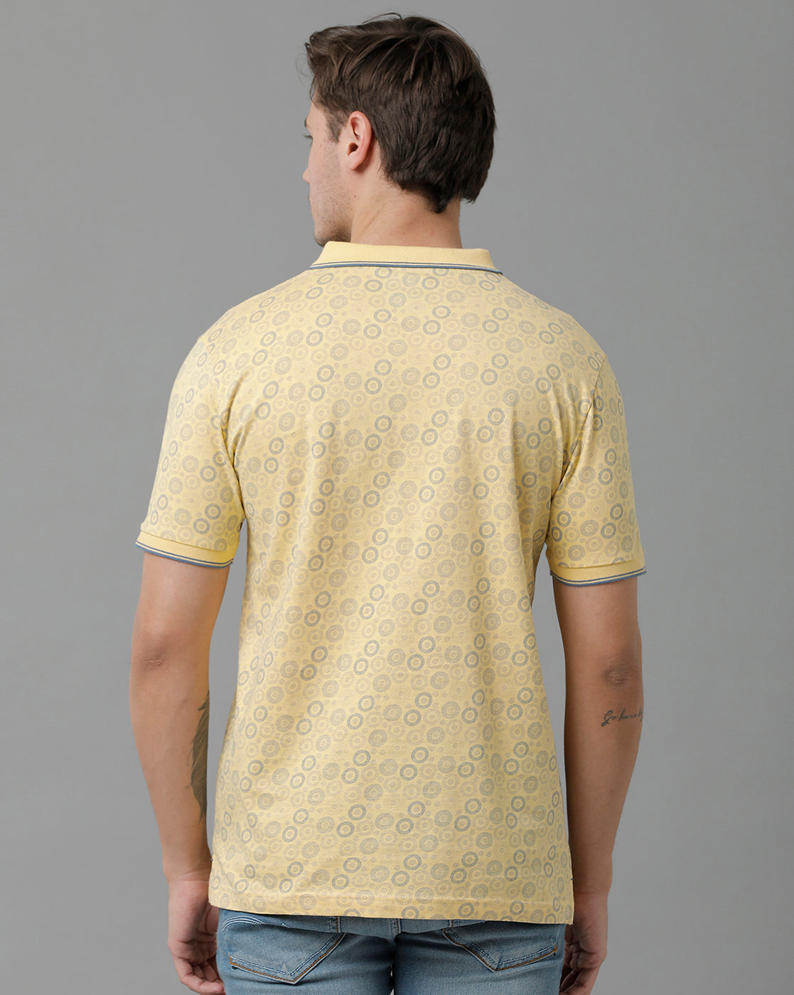 Classic Polo Men's Cotton Half Sleeve Printed Slim Fit Polo Neck Yellow Color T-Shirt | Bello - 195 A
