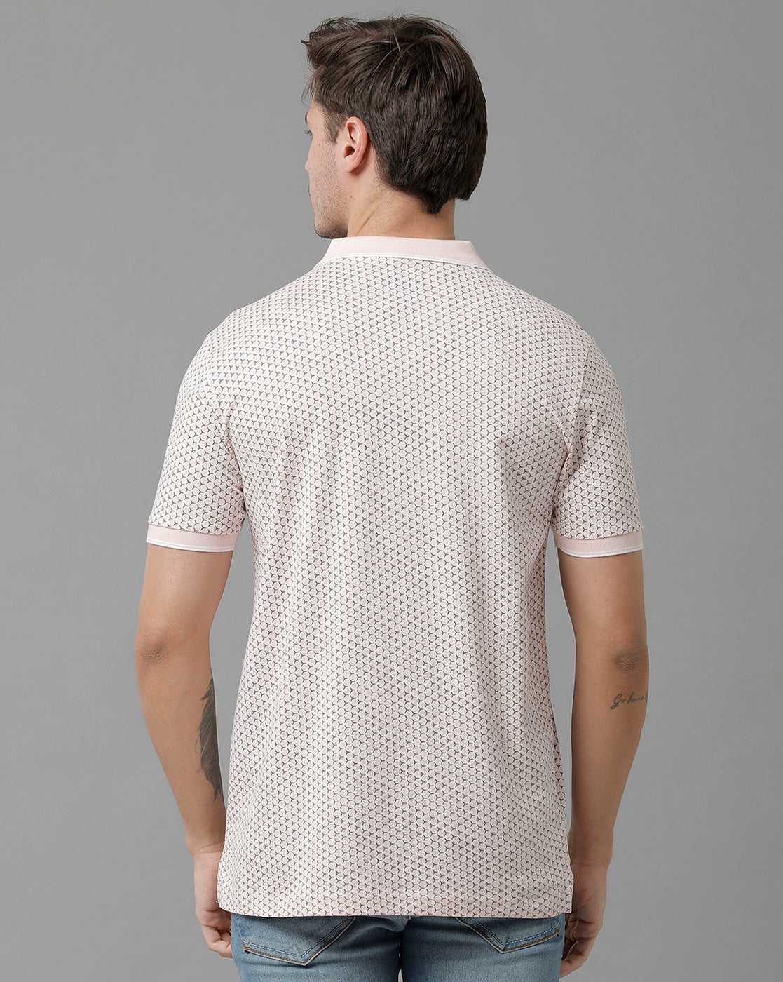 Classic Polo Men's Cotton Half Sleeve Printed Slim Fit Polo Neck Pink Color T-Shirt | Bello - 191 B
