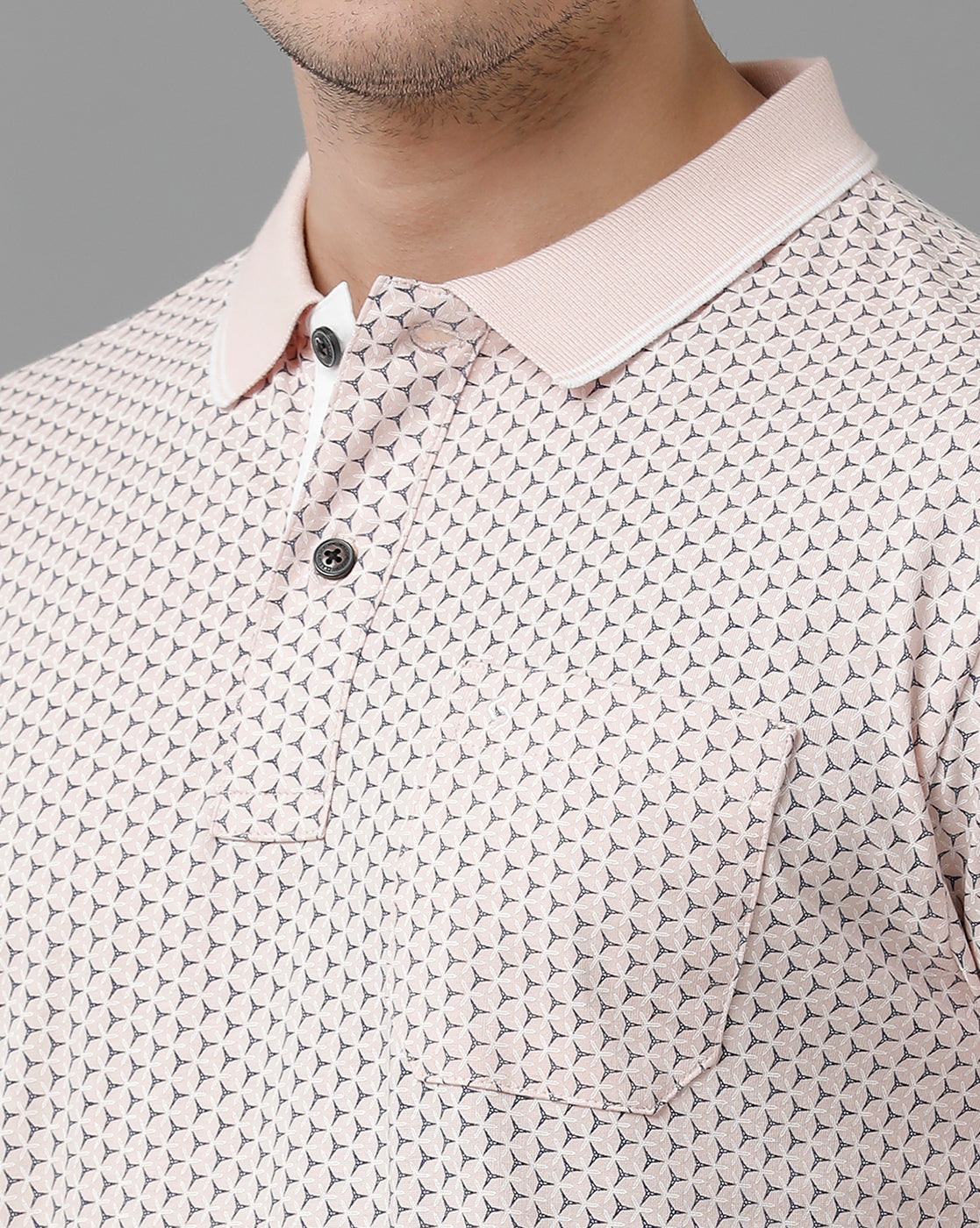 Classic Polo Men's Cotton Half Sleeve Printed Slim Fit Polo Neck Pink Color T-Shirt | Bello - 191 B