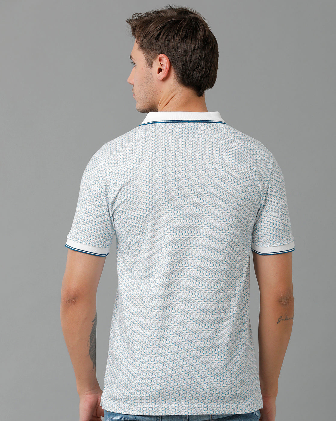 Classic Polo Men's Cotton Half Sleeve Printed Slim Fit Polo Neck White Color T-Shirt | Bello - 191 A