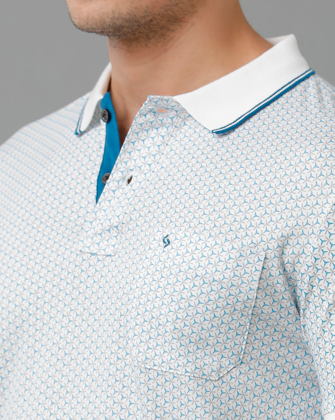 Classic Polo Men's Cotton Half Sleeve Printed Slim Fit Polo Neck White Color T-Shirt | Bello - 191 A