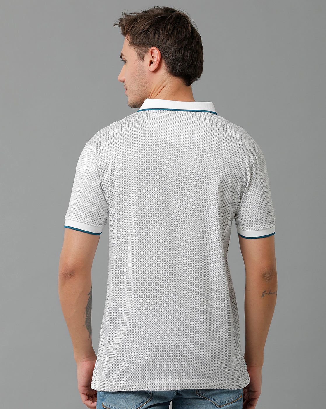 Classic Polo Men's Cotton Half Sleeve Printed Slim Fit Polo Neck White Color T-Shirt | Scant - 21 B