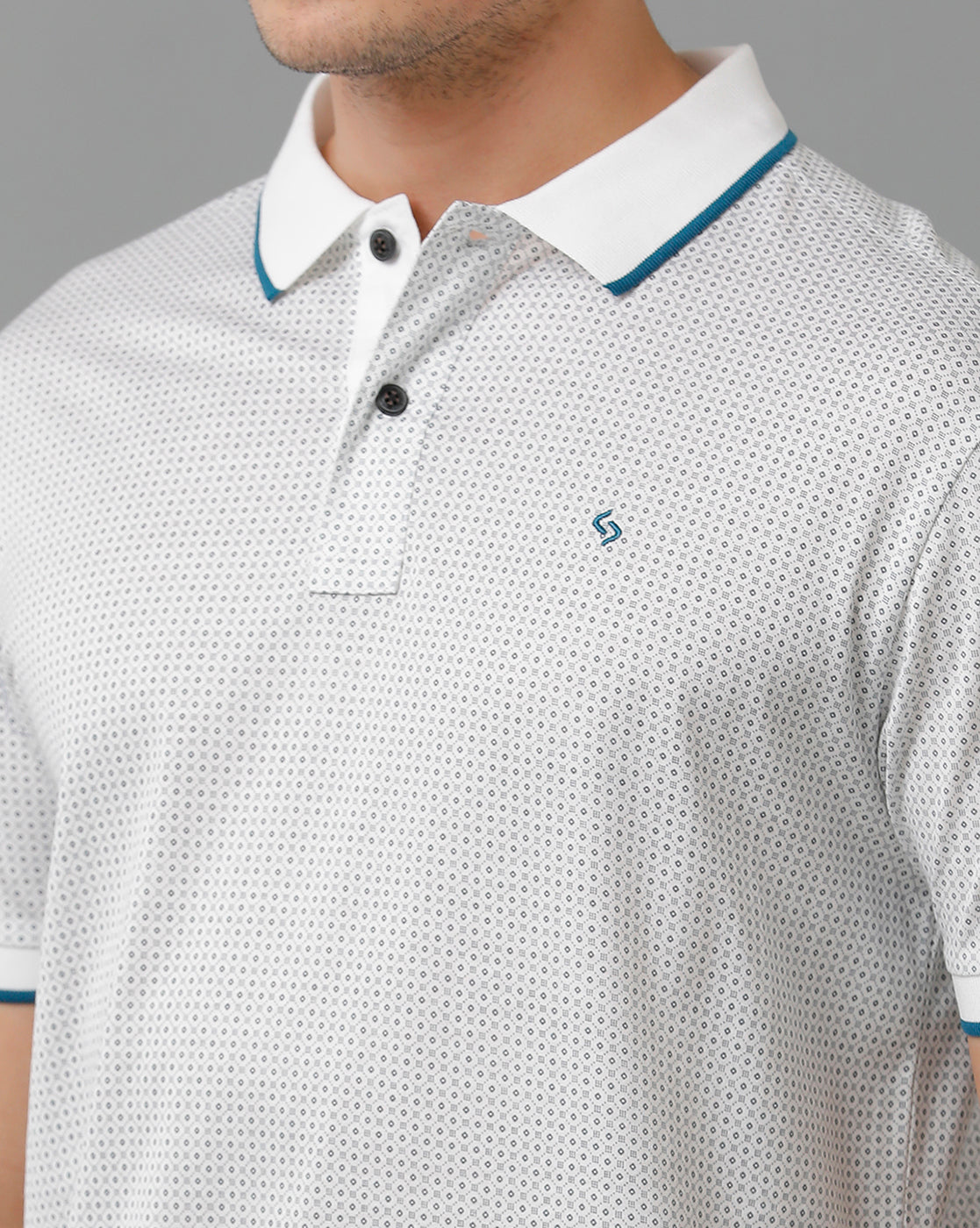 Classic Polo Men's Cotton Half Sleeve Printed Slim Fit Polo Neck White Color T-Shirt | Scant - 21 B